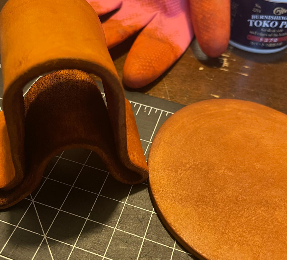 Leather dyeing process handmade NYC